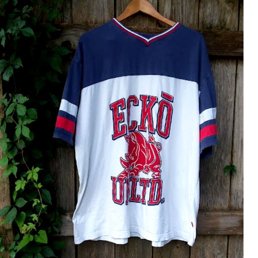 Vtg Ecko Unltd Men 3XB Jersey Rhino Logo TShirt Y2K Skate Streetwear Hip Hop 90s